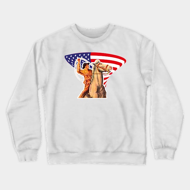 The Patriot of Rodeo - American Cowboy Crewneck Sweatshirt by Marccelus